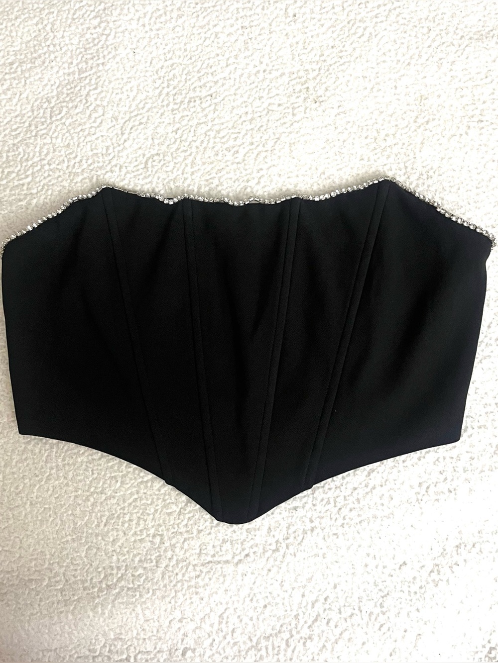 Princess Polly Black Strapless Corset Top with Rhinestone Accent